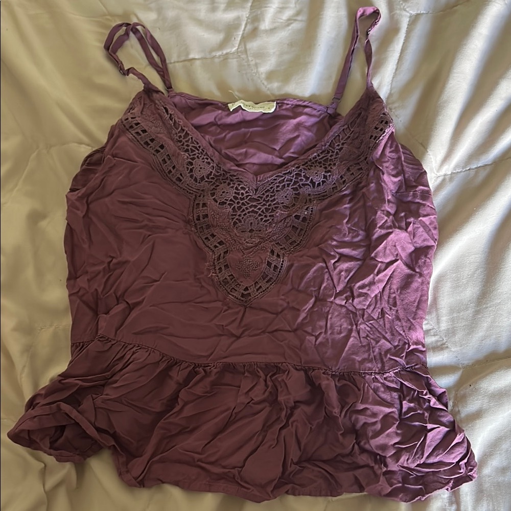 Lucky Brand Purple Embellished Peplum tank